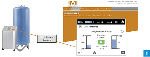 <p>
</p>

<p>
Sämtliche Regelungs- und Analysefunktionen können per Fernzugriff genauso genutzt werden wie direkt vor der Anlage stehend. Die Steuerung erfolgt intuitiv über eine Livedarstellung des Farb-Touchdisplays.
</p> - © IMI Hydronic Engineering, Marke IMI Pneumatex

