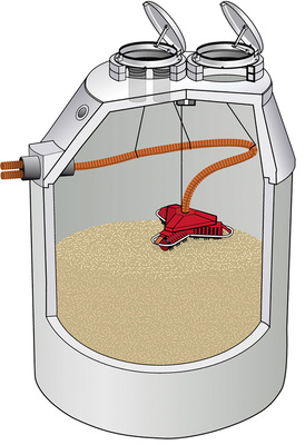 
Der unterirdische Pelletspeicher Thermopel wird aus Betonfertigteilen vor Ort montiert. Bei dieser Baureihe sind 12,5 bis 22 m³ Nutzinhalt möglich, jeweils mit dem pneumatischen Entnahmesystem Maulwurf.



