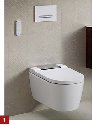 <p>
1 Das Dusch-WC Aqua-Clean Sela wurde um zusätzliche Komfortfunktionen erweitert und das Design überarbeitet.
</p>

<p>
</p> - © Geberit

