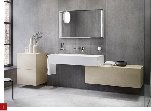 
1 Die Badeinrichtung Edition 90 verbindet rund und eckig in einem Formenspiel mit starkem Materialbewusstsein.



