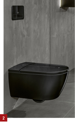 
2 Schwarz ist auch eine Farbe: Das Dusch-WC Vi-Clean-I 100 in tiefem Schwarz gehalten.




