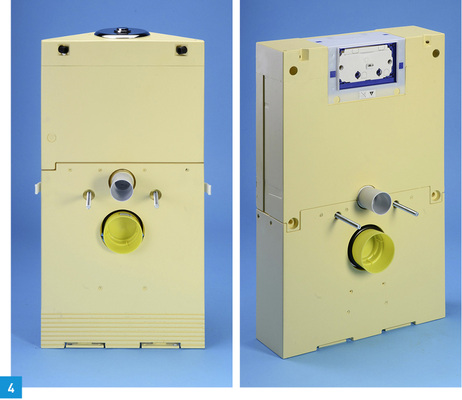 
4 Eck-WC-Stein mit 74 cm Höhe und WC-Stein mit 78 cm Höhe von Grumbach.



