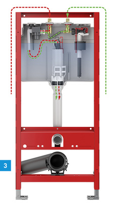 
3 WC-Modul mit integrierter Hygienespülung von Tece.




