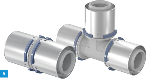 
5 Die Fittings Uponor S-Press PPSU gibt es jetzt auch im XL-Format für Verteil- und Steigleitungen.



