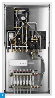 <p>
2 Die Wohnungsstation Logamax kompakt WS160 für einen gemischten Heizkreis mit zusätzlichem Hochtemperaturabgang und Anbindung des Heizkreisverteilers.
</p>

<p>
</p> - © Buderus

