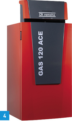 
4 Das neu entwickelte Gasbrennwertgerät Gas 120 Ace verfügt über bis zu 115 kW Heizleistung.



