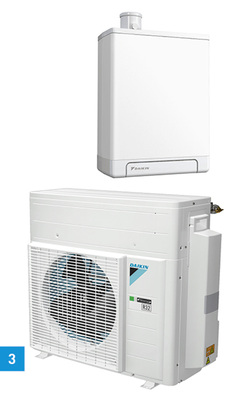 
3 Als Inneneinheit kommt bei der L-W-Wärmepumpe Daikin Altherma H Hybrid ein Gasbrennwertgerät zum Einsatz.



