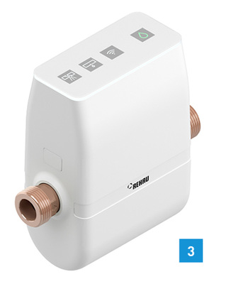 
3 Die Wassersteuerung RE.Guard von Rehau wird direkt in die Hauptwasserleitung eingebaut.



