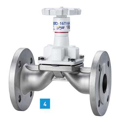
4 Sisto-16TWA-Edelstahl-Membranventil für den Trinkwassereinsatz.




