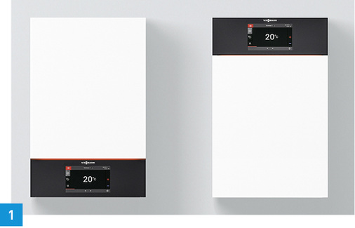 
1 Beim Gas-Brennwertgerät Vitodens 300-W lässt sich das Farb-Touchdisplay mit zwei einfachen Handgriffen von unten nach oben versetzen.



