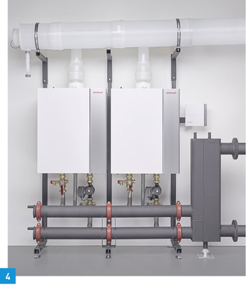 <p>
4 Bis zu acht Gas-Brennwertgeräte WTC-GW 80/100-A können mit maximal 800 kW Gesamtleistung kaskadiert werden.
</p>

<p>
</p> - © Weishaupt

