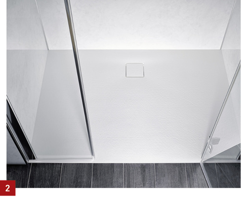 
2 Die Duschwannen in Steinoptik gibt es in den Farben Weiß, Anthrazit, Steingrau und Sandstein.



