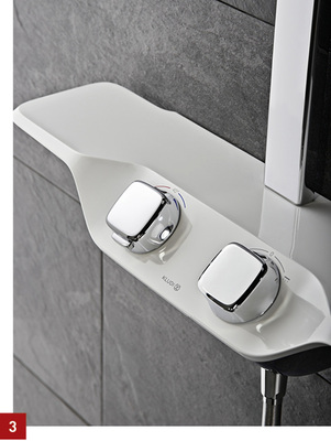 
3 Die Bedienung des Duschsystems Cockpit Discovery ist auf das Wesentliche reduziert.



