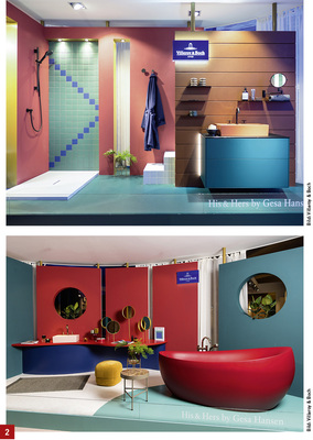 
2 Farbe in ihrer ganzen Pracht: Was alles in puncto Duschplatz und Wannenbereich möglich ist, zeigte das Badkonzept „His & Hers“ zur ISH.
