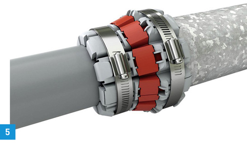 
5 Die FHS-Kupplung 40–110 von Funke kann waagerecht und senkrecht eingebaut werden.



