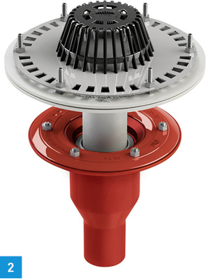 
2 HDE Ino Plus – der neue Dachablauf für Dachentwässerung mit Druckströmung von Saint-Gobain HES.



