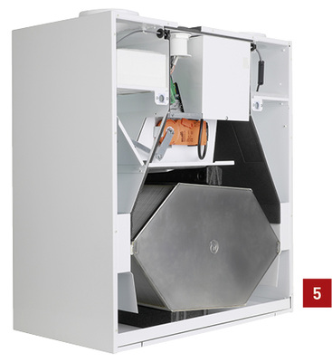 
5 In das Lüftungsgerät ValloPlus 180 MV sind mehrere Temperatursensoren und ein Feuchtefühler integriert.



