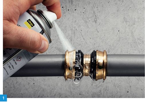 
1 Neues Lecksuchspray für Viega-Rohrleitungssysteme.



