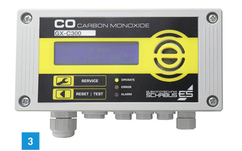 
3 Das Gasalarmsystem GX-C300 arbeitet mit einem elektrochemischen Sensor und ist TÜV-geprüft.



