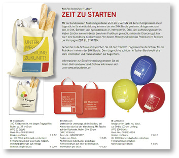 



Passende Artikel, mit denen sich eine Infoveranstaltung werblich unterstützen lässt, sind im Katalog „Werbemittel 2019“ enthalten und im Onlineshop bestellbar.
