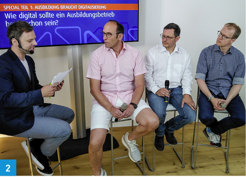 
2 Im Gespräch (von links): Robert Bittig, SHK-Unternehmer Benedikt Kratzer, Florian Schneider, Robert Reisch (Gentner Verlag)



