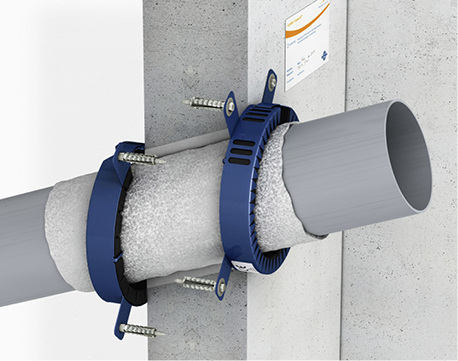 



Brennbares Rohr im Winkel montiert: Abschottung mit Curaflam XS Pro.
