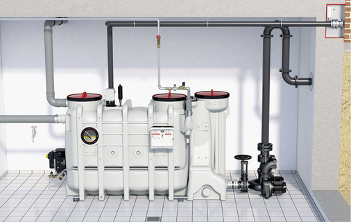 

Fettabscheider mit integrierter Hebeanlage: LipuSmart von Aco Haustechnik.





