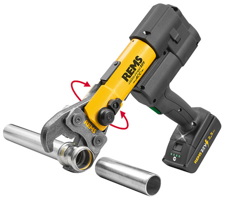 
Die Radialpresse Akku-Press 22 V ACC ist kompatibel mit dem Sortiment der Rems-Presszangen und -Pressringe.



