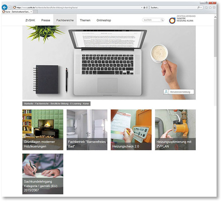 
Der Zentralverband Sanitär Heizung Klima bietet E-Learning-Kurse zu ausgewählten Themen an. 



