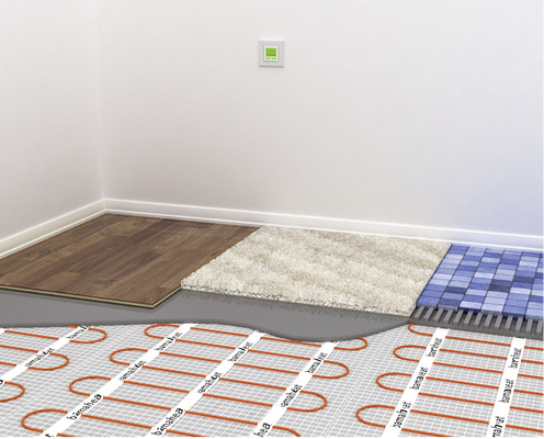 



Die elektrische Fußbodenheizung ist mit vielfältigen Belägen kombinierbar.
