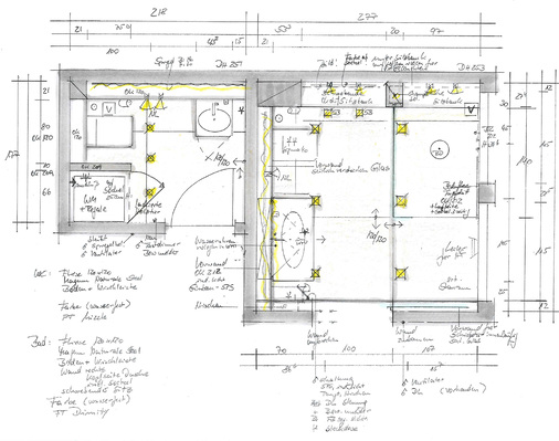 

Es gibt zwei Sanitärräume im Haus. Aus dem Gäste-WC (links) wird die Dusche herausgenommen, an deren Stelle tritt ein integrierter, aber abgetrennter Hauswirtschaftsraum. Das Hauptbad dagegen wird mit einer modernen Duschzone ausgestattet. 





