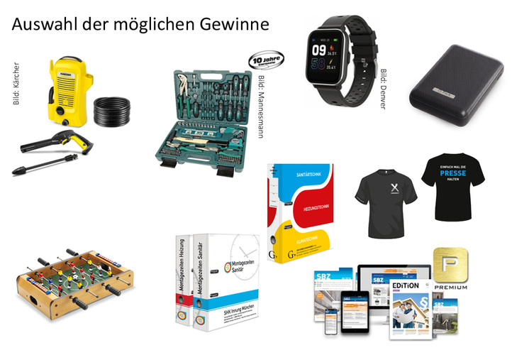 Auswahl der möglichen Gewinne Auswahl der möglichen Gewinne