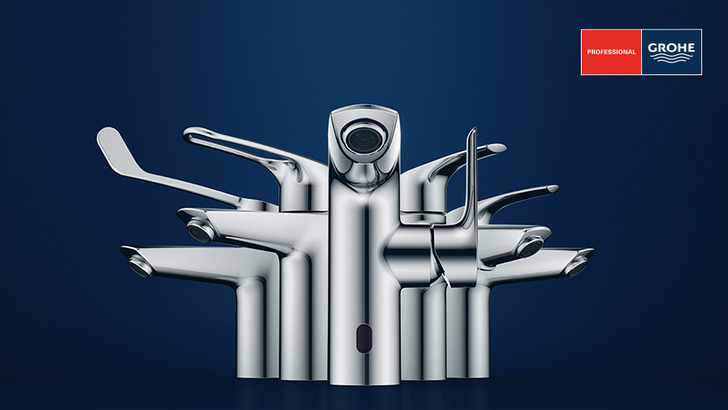 Die Eurosmart Linie mit 47 Varianten ist Teil des GROHE Professional Sortiments. - © GROHE Die Eurosmart Linie mit 47 Varianten ist Teil des GROHE Professional Sortiments.