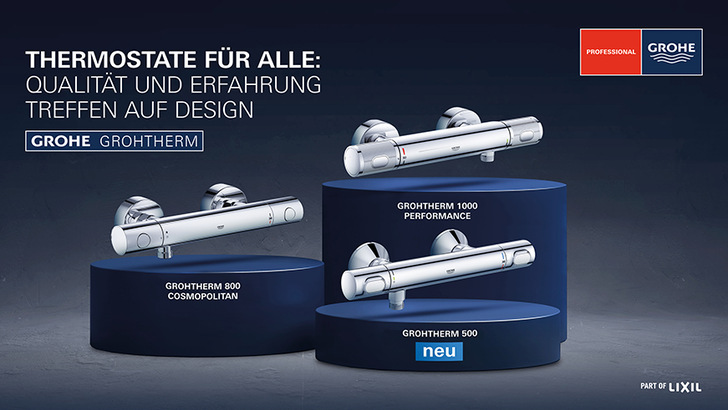 Grohtherm 500 ist das ideale Einstiegsprodukt in die Thermostat-Welt und Teil des GROHE Professional Sortiments. - © GROHE Grohtherm 500 ist das ideale Einstiegsprodukt in die Thermostat-Welt und Teil des GROHE Professional Sortiments.