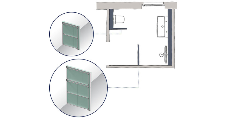 Eine halbhohe Schamwand am WC oder eine Sichtschutzwand zur Abtrennung des Duschbereichs lassen sich jetzt dank zweier neuer Bauteile für TECEprofil platzsparend realisieren - © TECE GmbH Eine halbhohe Schamwand am WC oder eine Sichtschutzwand zur Abtrennung des Duschbereichs lassen sich jetzt dank zweier neuer Bauteile für TECEprofil platzsparend realisieren - © TECE GmbH