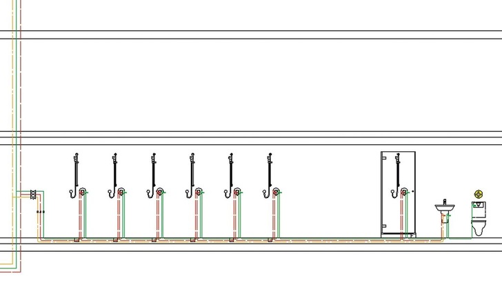 7 Da bei einer Reihen-Duschanlage mit “angehängtem“ Sanitärbereich keine regelmäßige Nutzung vorausgesetzt werden kann, sollte in der Kaltwasserinstallation ein System wie “Viega Hygiene+“ für den bedarfsgerechten Wasseraustausch sorgen. - Viega - © Viega
