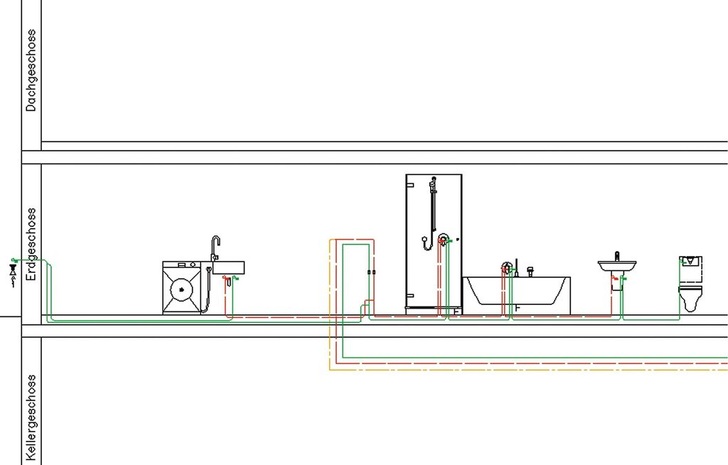 8 Aus dem vollen Installationsprogramm mit Einzel-, Reihen- und Ringleitung kann bei dieser für Einfamilienhäuser typischen Konfiguration geschöpft werden. - Viega - © Viega
8 Aus dem vollen Installationsprogramm mit Einzel-, Reihen- und Ringleitung kann bei dieser für Einfamilienhäuser typischen Konfiguration geschöpft werden. - Viega - © Viega