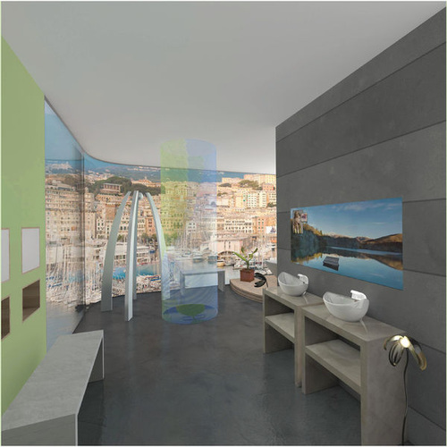 In der Badvision von Franziska Stenz identifiziert ein Körperscanner den Nutzer. Raum- und Wassertemperatur sowie Musik und Düfte können so nach individuellen Präferenzen und Bedürfnissen ausgerichtet werden.