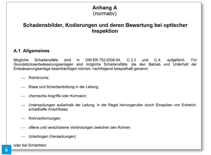 Ausschnitt aus Anhang A der DIN 1986-30.