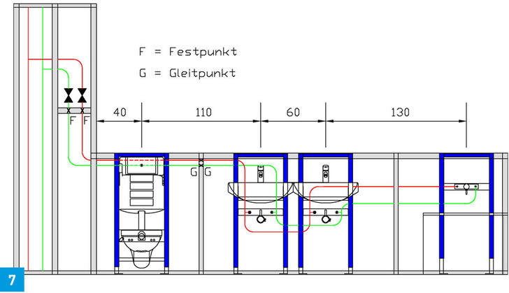 <p>Befestigung von Verbundrohren in Vorwandinstallationen.</p> - © Geberit