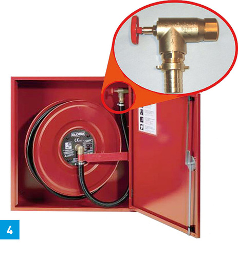 Wandhydrant Typ S mit Schlauchanschlussventil DN 25 und Sicherheitseinrichtung HD. - © Gloria
Wandhydrant Typ S mit Schlauchanschlussventil DN 25 und Sicherheitseinrichtung HD. - © Gloria