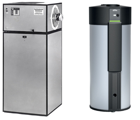 Alt gegen neu — Kermi sucht die älteste noch betriebene Wärmpumpe der Baureihe Kermi Therm (l. Kermi Therm Brauchwasserwärmepumpe BW 1800) im kostenlosen Tausch gegen eine moderne, energieeffiziente Kermi x-change fresh-Trinkwasserwärmepumpe (r.). - © ´Kermi GmbH
Alt gegen neu — Kermi sucht die älteste noch betriebene Wärmpumpe der Baureihe Kermi Therm (l. Kermi Therm Brauchwasserwärmepumpe BW 1800) im kostenlosen Tausch gegen eine moderne, energieeffiziente Kermi x-change fresh-Trinkwasserwärmepumpe (r.). - ´Kermi GmbH