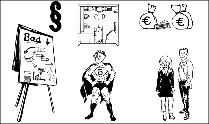 Im Video “Der Weg zum Komplettbad“ erweist sich der fiktive Fachhandwerker Benni als ebenso verlässlicher wie qualifizierter Renovierungsspezialist. - © Vereinigung Deutsche Sanitärwirtschaft VDS / Bergmann
Im Video “Der Weg zum Komplettbad“ erweist sich der fiktive Fachhandwerker Benni als ebenso verlässlicher wie qualifizierter Renovierungsspezialist. - Vereinigung Deutsche Sanitärwirtschaft VDS / Bergmann