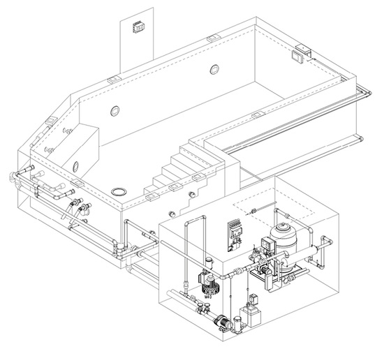<p>Installations- und Rohrleitungsplan für ein privates Schwimmbecken.</p> - © Grünbeck