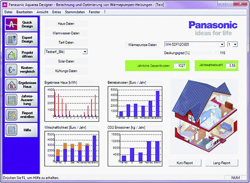 <p>
Ansicht der Startoberfläche des Panasonic Aquarea Designer zur Berechnung und Optimierung von Wärmepumpenheizungen.
</p>

<p>
</p> - © Panasonic

