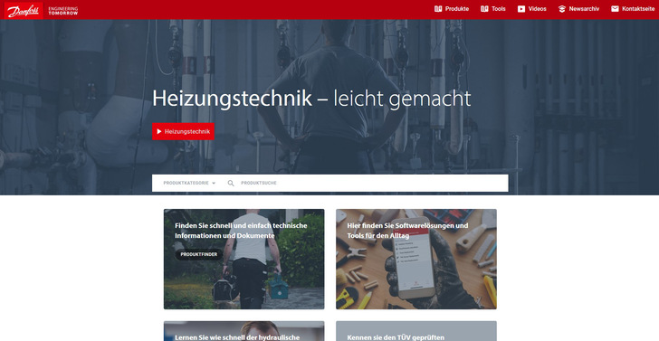Auf der neuen Onlineplattform für Heizungsbauer zeigt Danfoss u. a. Installationsvideos.