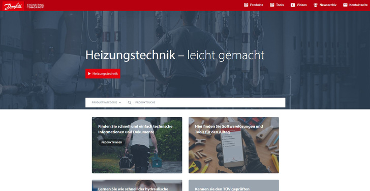 Auf der neuen Onlineplattform für Heizungsbauer zeigt Danfoss u. a. Installationsvideos. - © Bild: Danfoss
