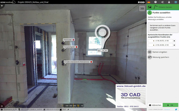 Aus den Mess- und Fotodaten von 3D-Laserscannern generierte 360 Grad-Fotopanoramen kann man auch für die baubegleitende Qualitätskontrolle nutzen. - © Bild: 3dCAD
