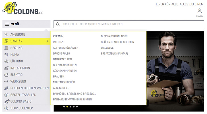Im Onlineshop Colons finden Fachhandwerker über 200 000 Artikel und vielfältige Funktionen. - © Bild: Kaldewei
