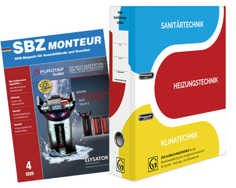 SBZ-Monteur und SHK-Ausbildungsordner sind jetzt im Ausbildungspaket erhältlich. - © Bild: SBZ / Gentner Verlag
